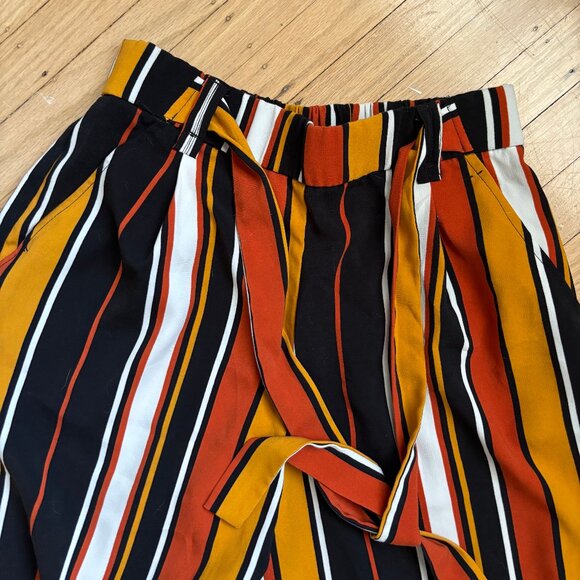 Multi-Colour Cropped Striped Wide Leg Trousers - Picture 6 of 7